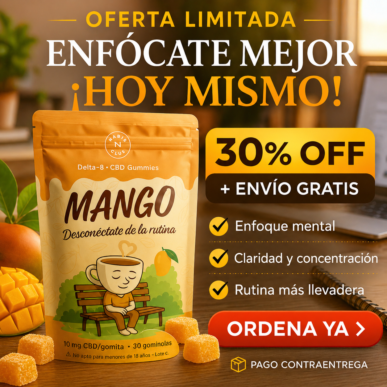 Sabor mango para una rutina más ligera y enfocada.
